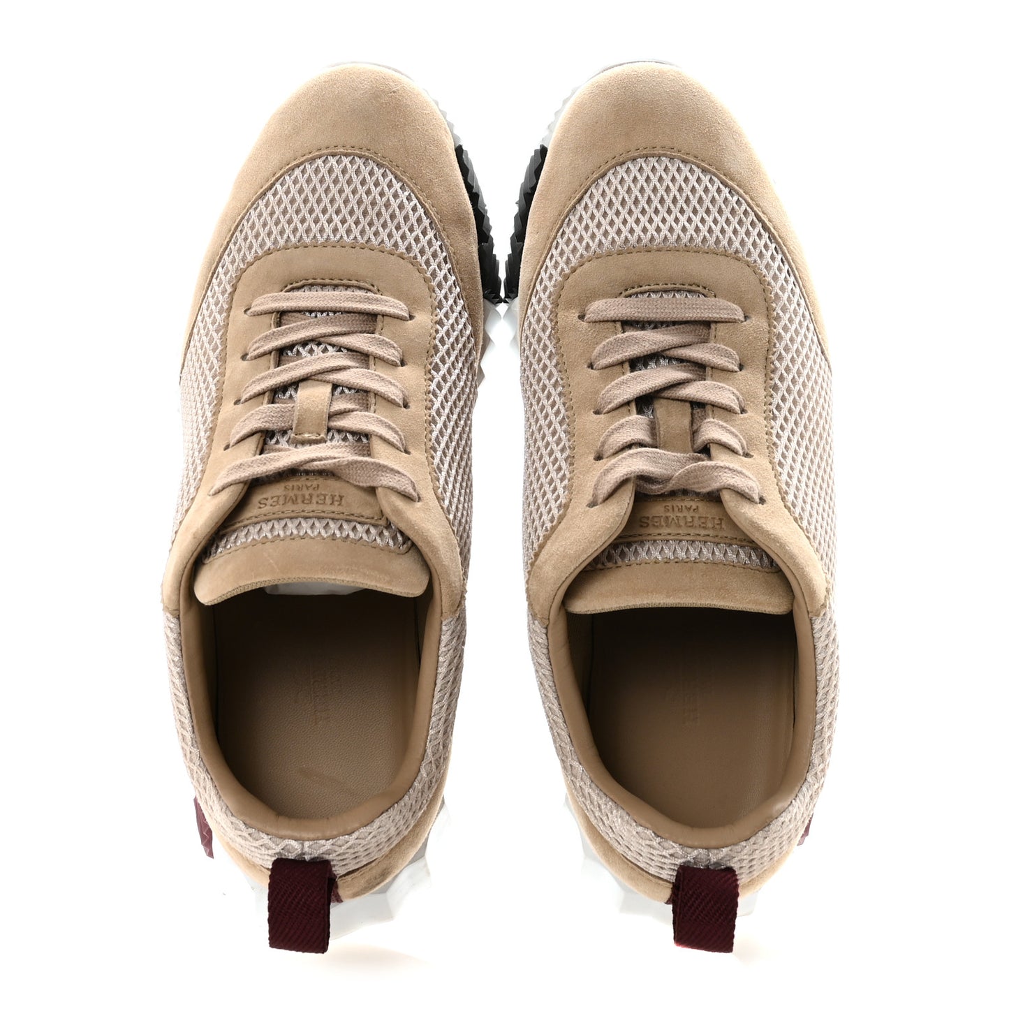 Air Mesh Suede Goatskin Bouncing Sneakers 38 Beige Argile