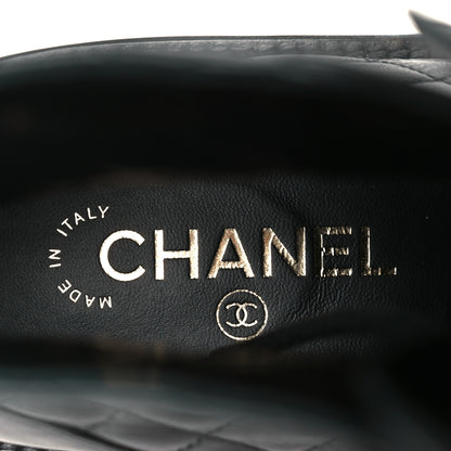 Chanel Shiny Lambskin Quilted Lace Up Combat Boots 39 Black 10 of 11