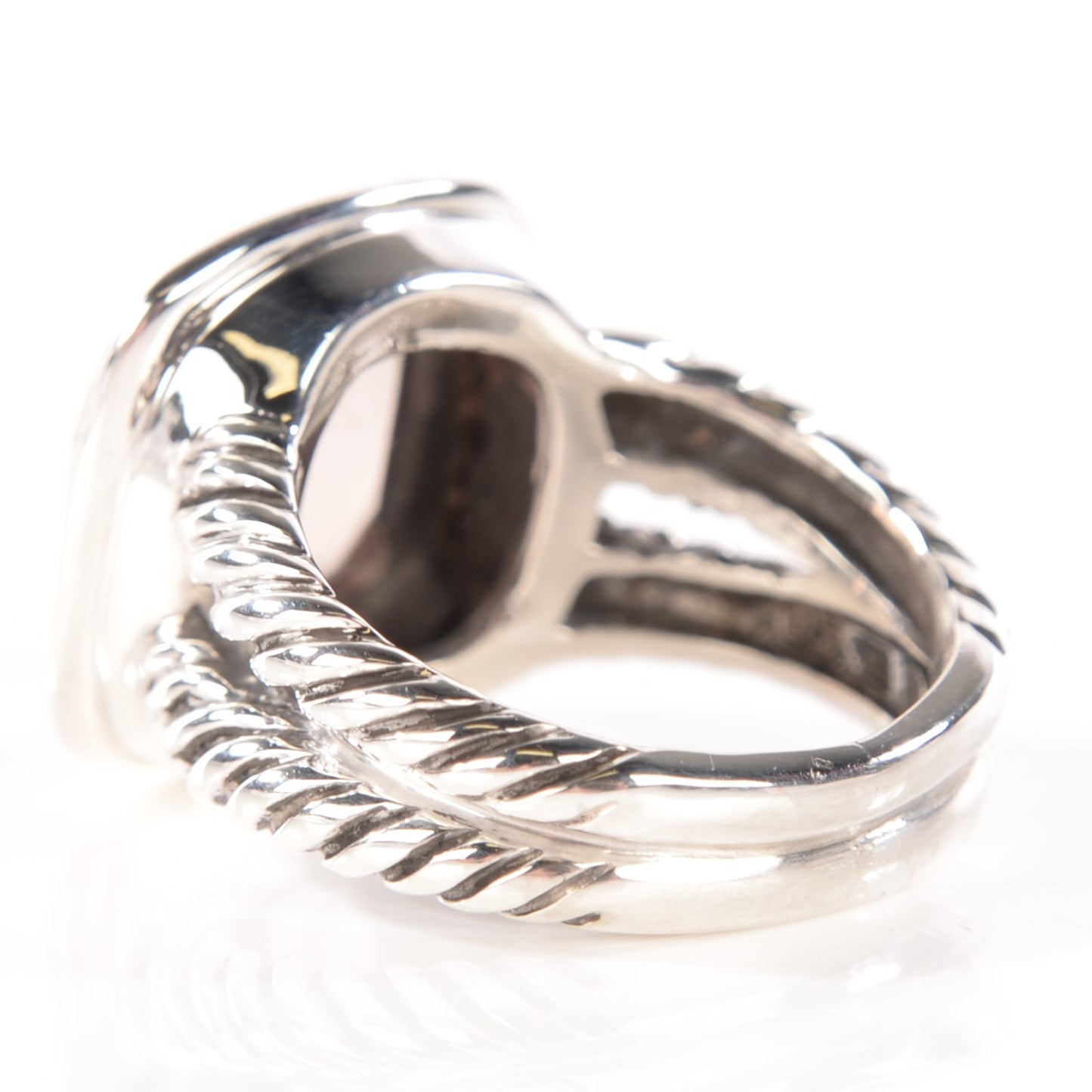 Sterling Silver Rose Quartz Pave Diamond 11mm Albion Ring 6.5