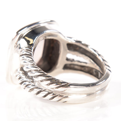 David Yurman Sterling Silver Rose Quartz Pave Diamond 11mm Albion Ring 6.5 3 of 5