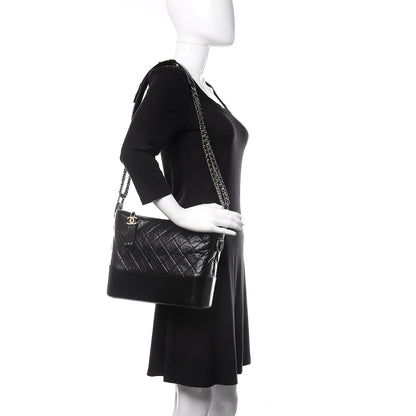 Chanel Aged Calfskin Quilted Medium Gabrielle Hobo Black 2 of 11