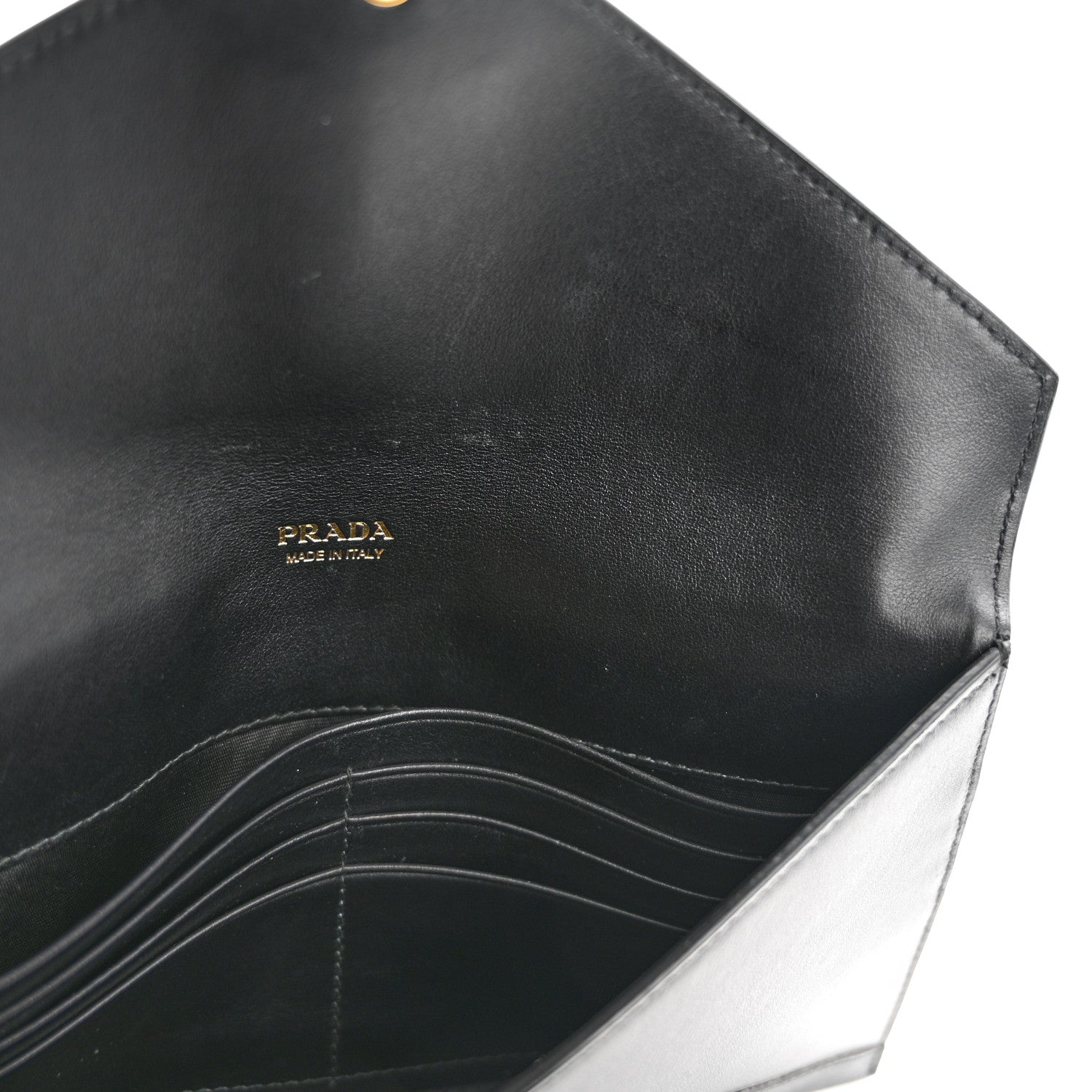 Prada Saffiano City Calfskin Envelope Wallet Black 8 of 9