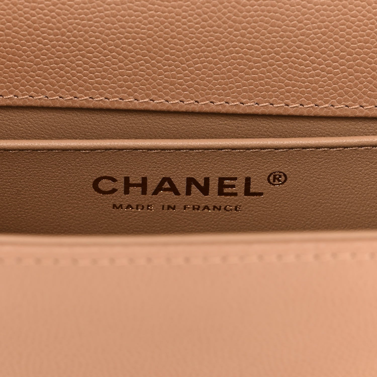 Chanel Caviar Chevron Quilted Medium Boy Flap Dark Beige 5 of 10