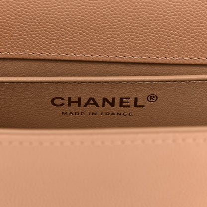 Chanel Caviar Chevron Quilted Medium Boy Flap Dark Beige 5 of 10