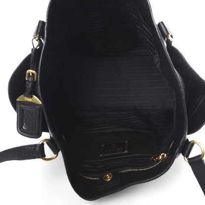 Prada Vitello Daino Side Pocket Tote Black 5 of 15