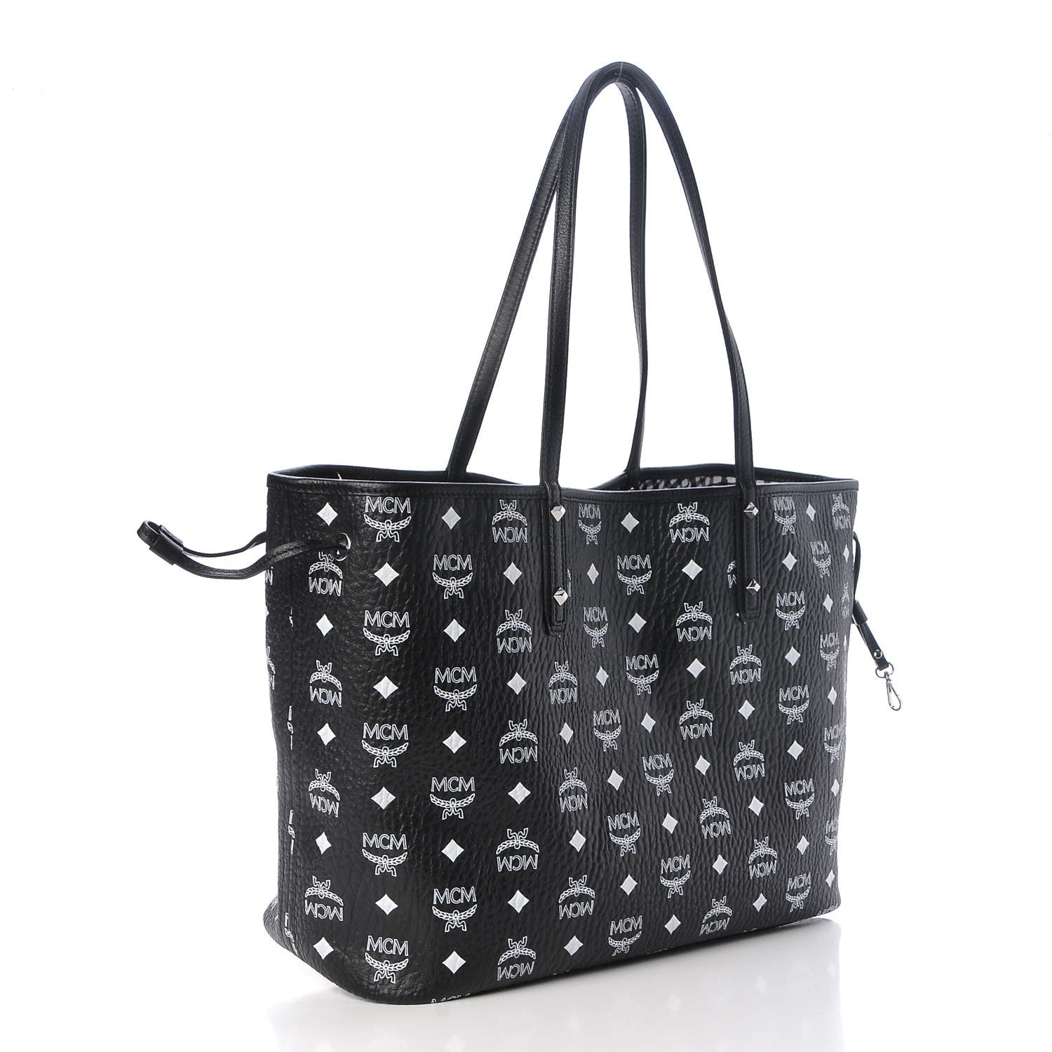 MCM Visetos Medium Reversible Shopper Tote Black 8 of 27