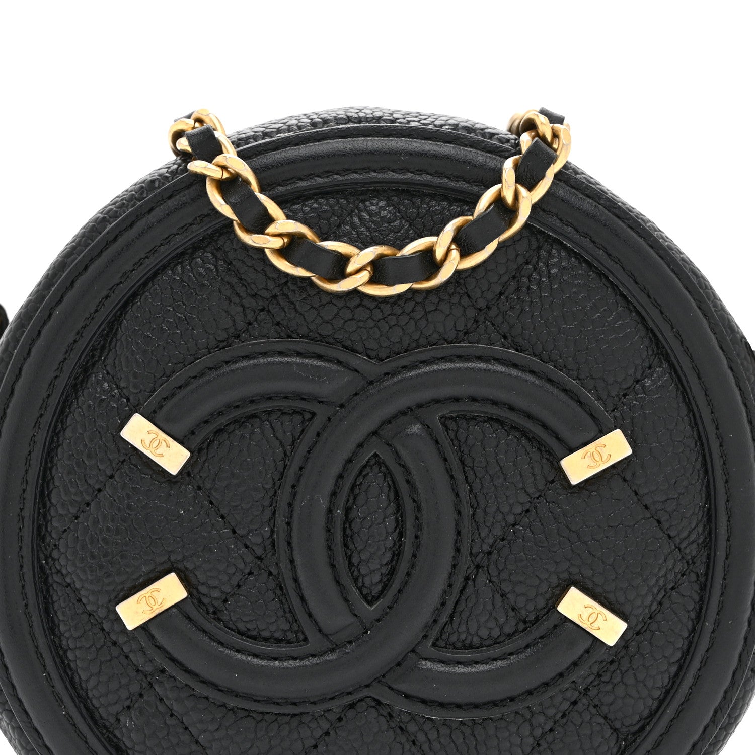 Chanel Caviar Quilted Round Filigree Crossbody Black 8 of 11