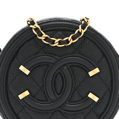 Chanel Caviar Quilted Round Filigree Crossbody Black 8 of 11