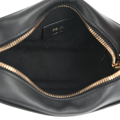 Fendi Glazed Fabric Vitello Century FF 1974 Stamp Patch Mini Camera Case Mogano Panna Black 5 of 10