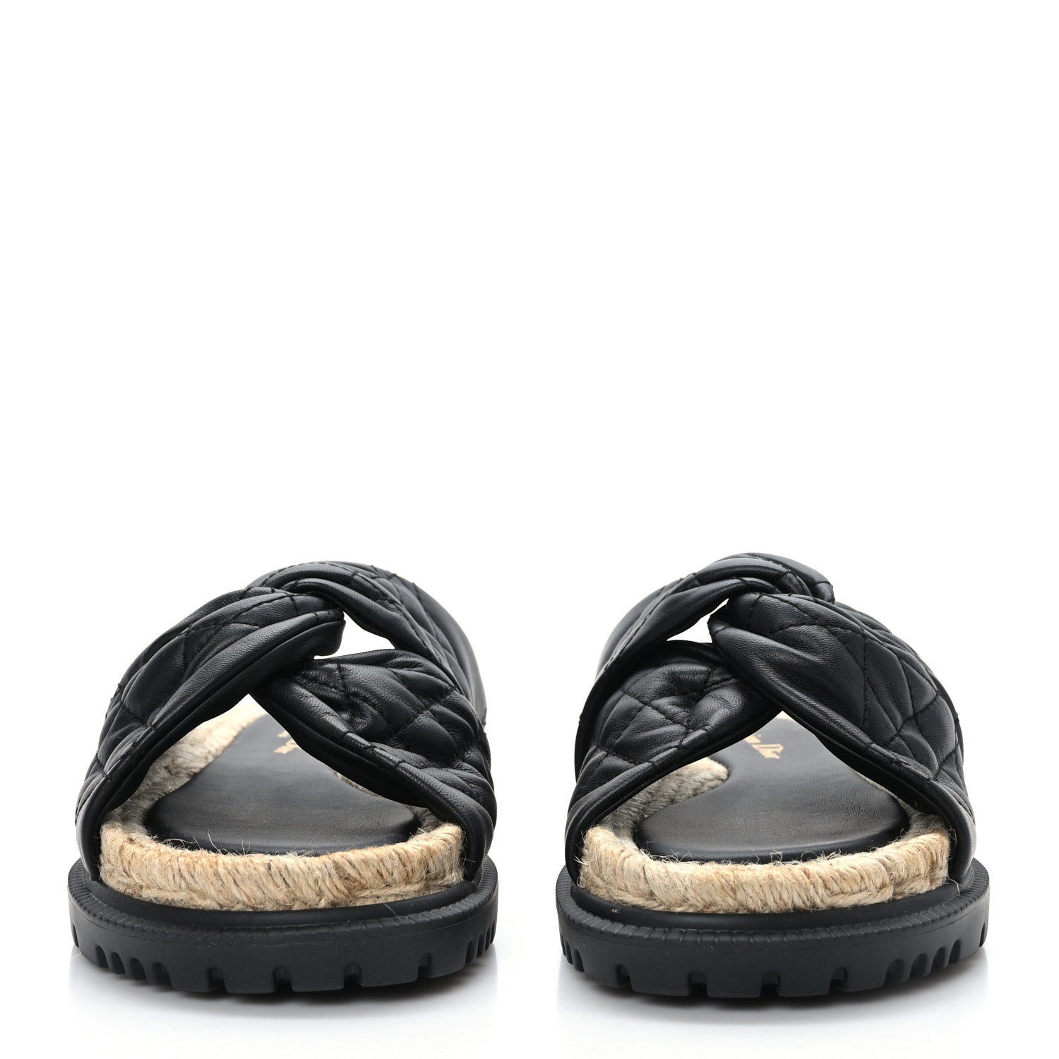 Christian Dior Calfskin Cannage Dtwist Espadrille Platform Sandals 38.5 Black 2 of 8