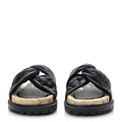 Christian Dior Calfskin Cannage Dtwist Espadrille Platform Sandals 38.5 Black 2 of 8