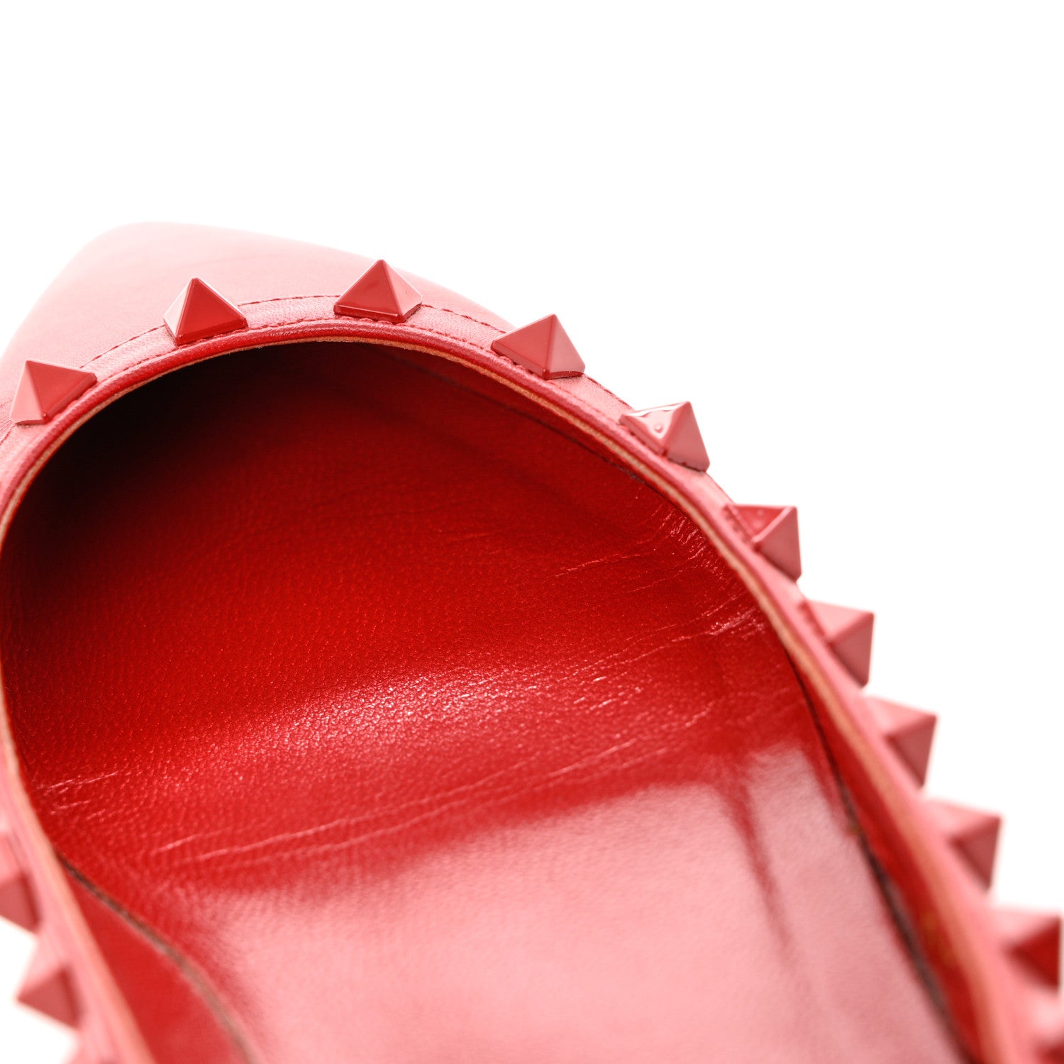 Valentino Garavani Calfskin Lacquered Monochrome Rockstud Ballerina Flats 37 Rosso Valentino 10 of 12