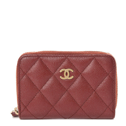 Chanel Iridescent Caviar Quilted Zip Coin Purse Burgundy 1 of 8