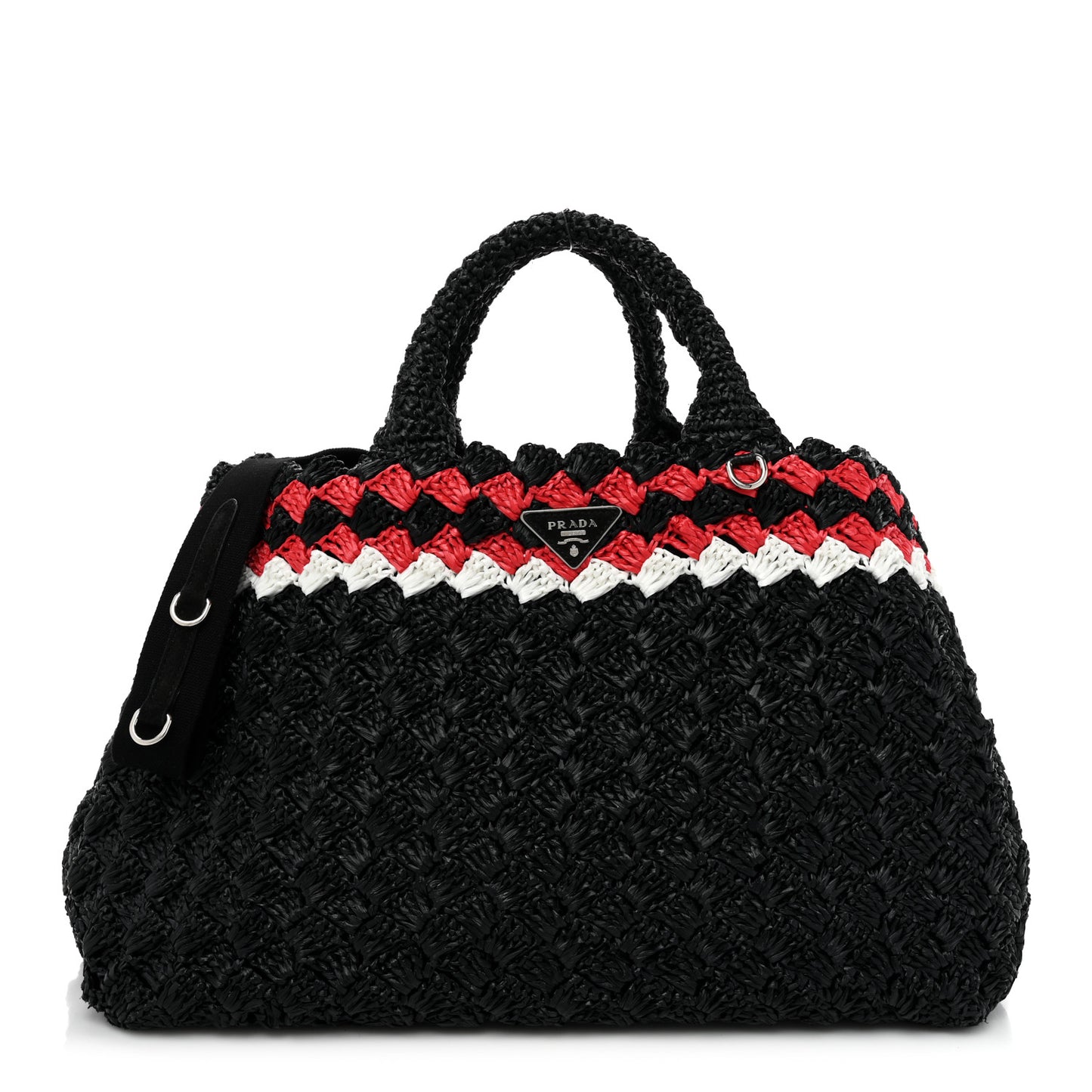 Raffia Crochet Giardiniera Tote Black