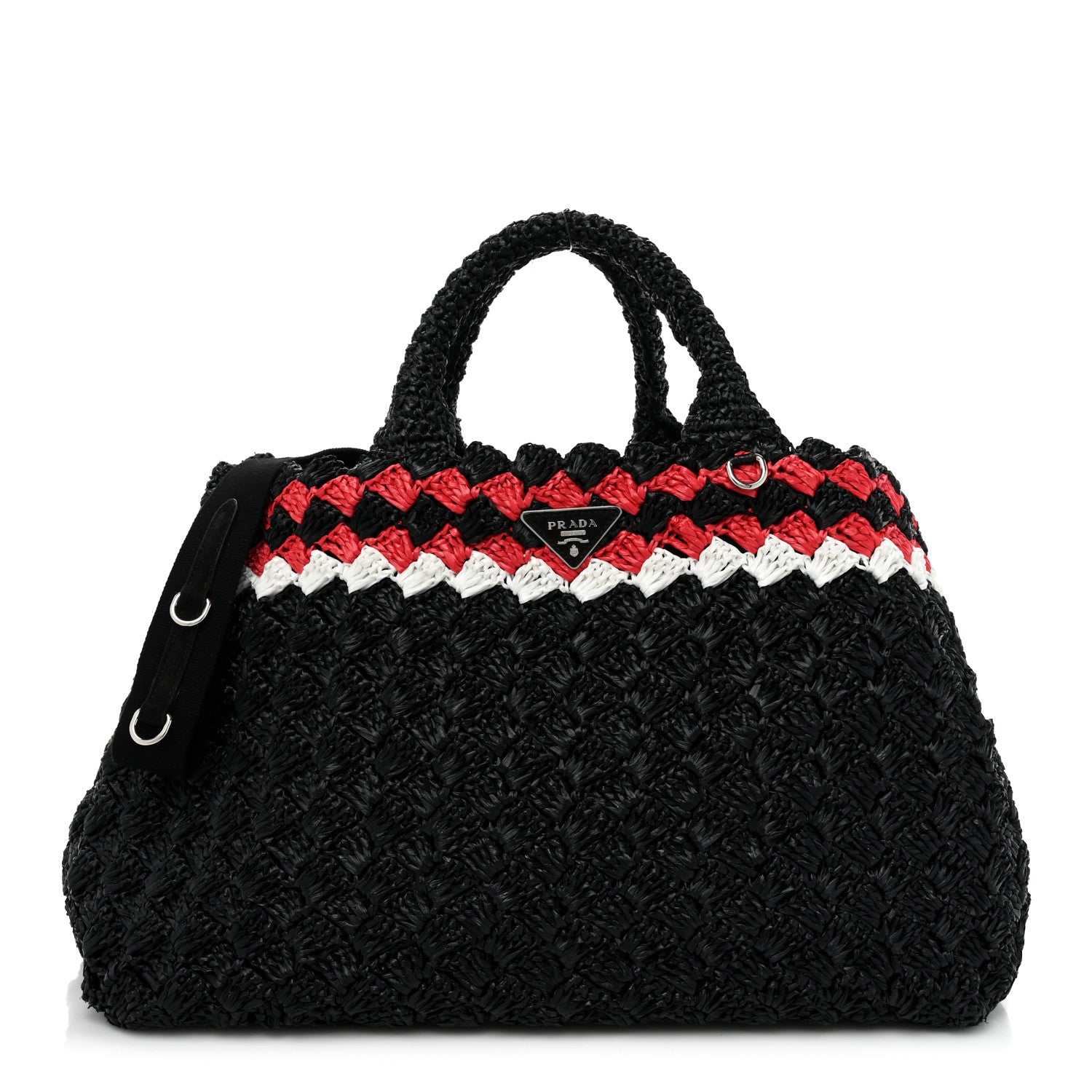 Prada Raffia Crochet Giardiniera Tote Black 1 of 10
