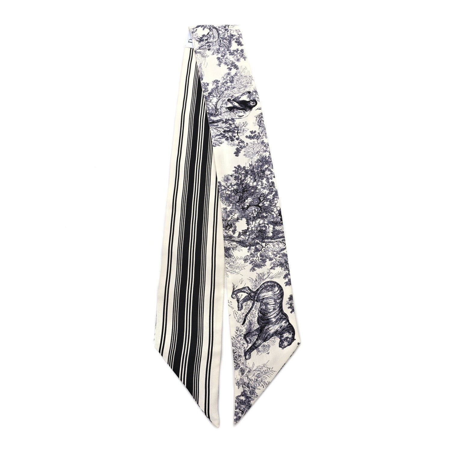 Christian Dior Silk Toile De Jouy Mitzah Scarf Black 2 of 3