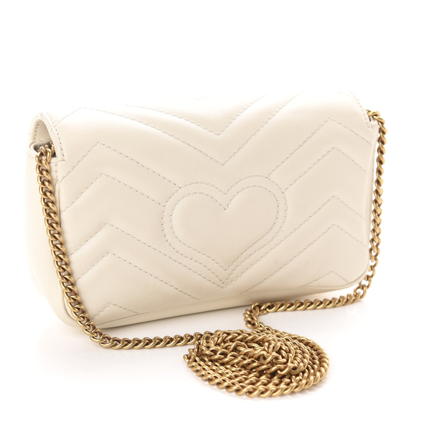 Calfskin Matelasse Super Mini GG Marmont Shoulder Bag White