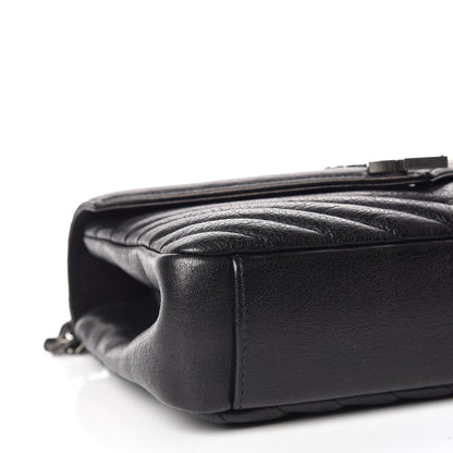 Saint Laurent Sheepskin Matelasse Chevron Monogram Medium College Bag Black 5 of 12
