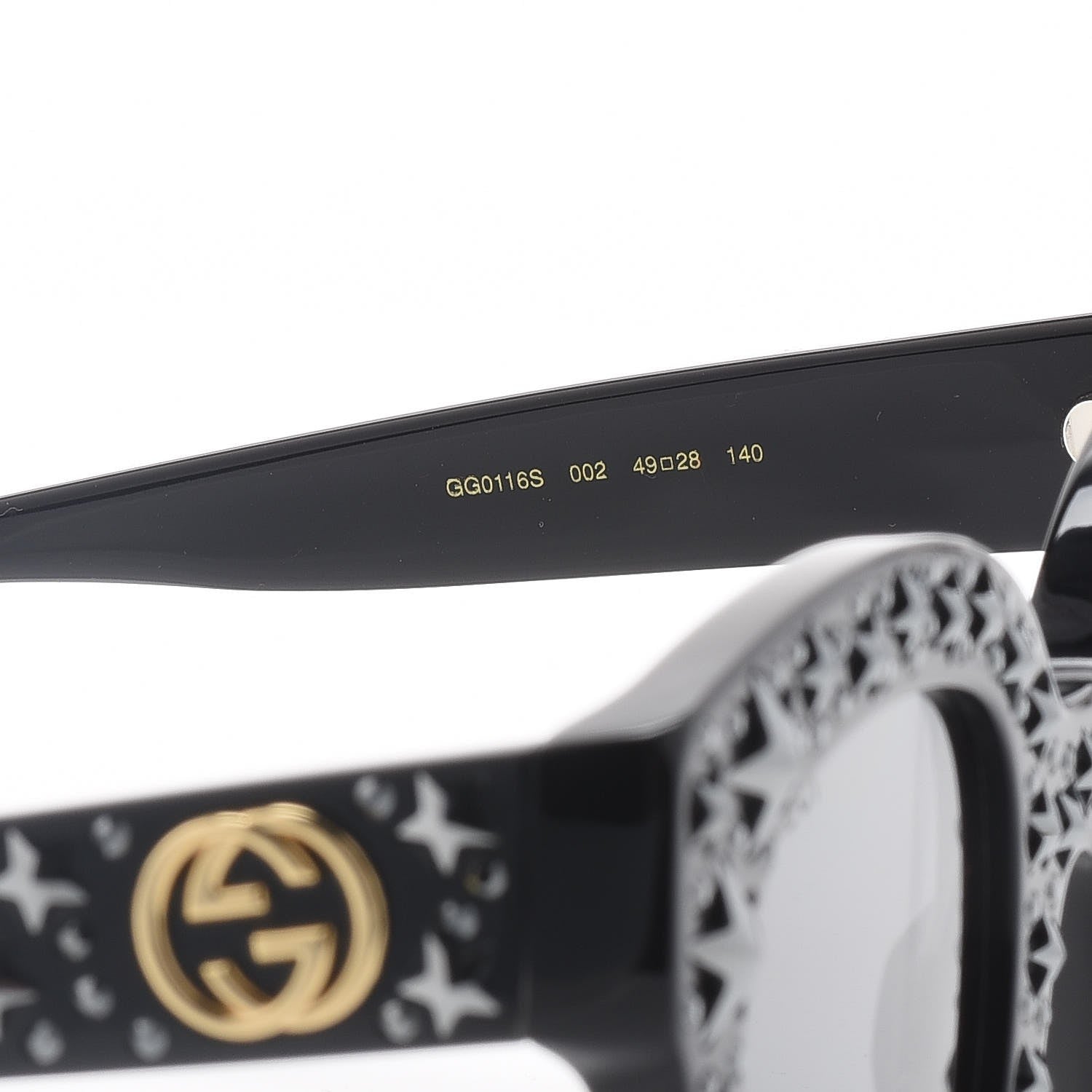 Gucci Acetate Stars Cat Eye Sunglasses GG0116S Black 6 of 10