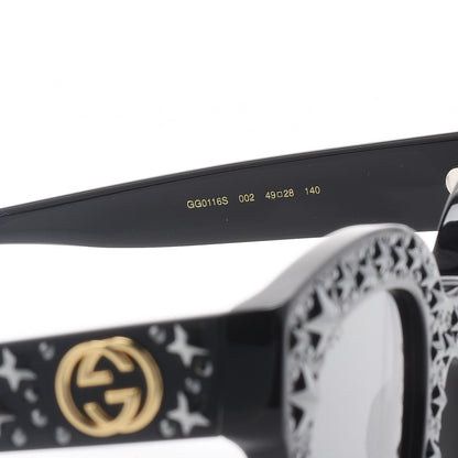 Gucci Acetate Stars Cat Eye Sunglasses GG0116S Black 6 of 10