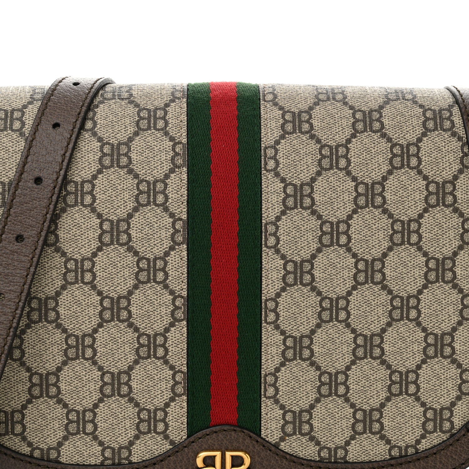 Gucci X BALENCIAGA BB Supreme Monogram Web Small Ophidia Shoulder Bag Beige New Acero 7 of 10