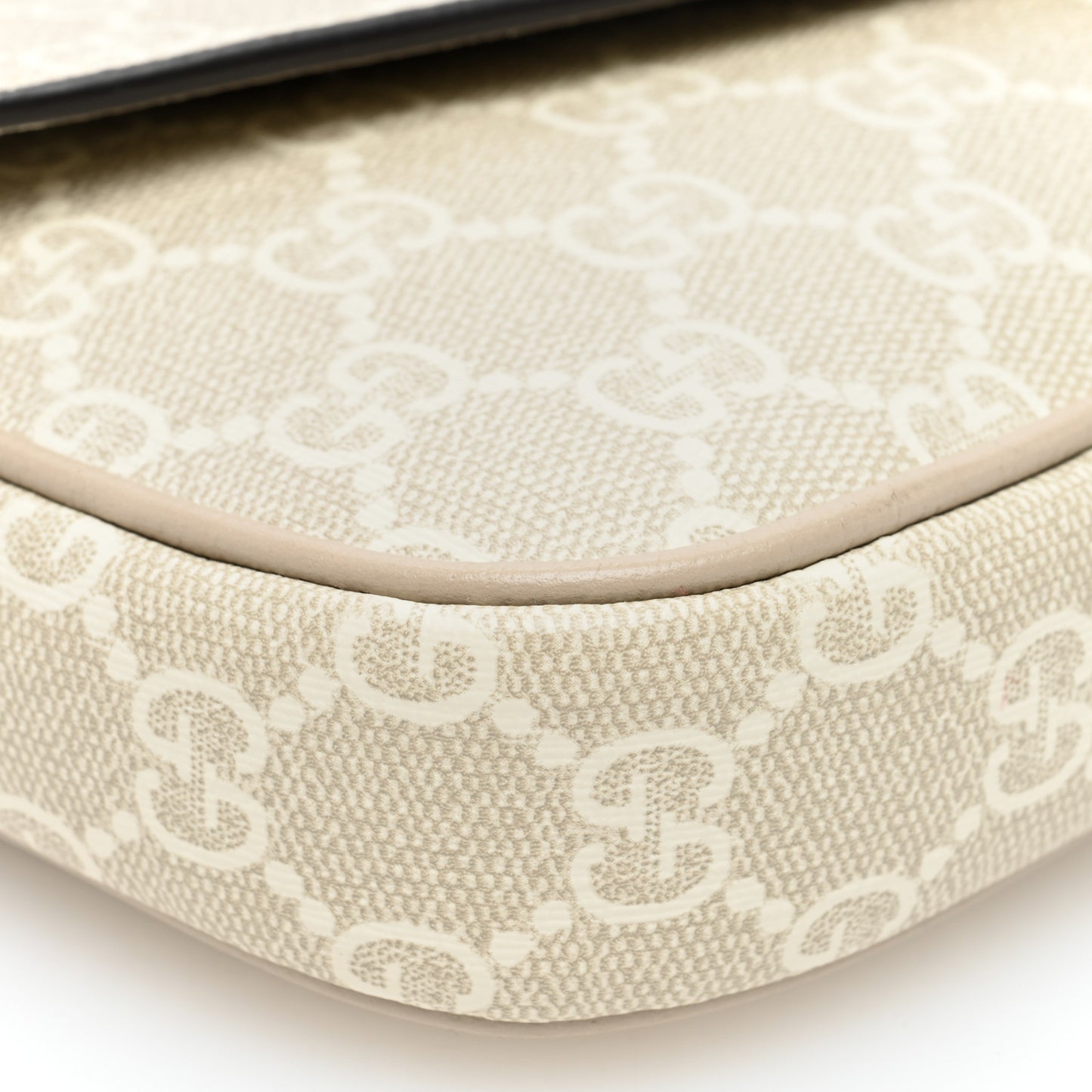 GG Supreme Monogram Textured Dollar Calfskin Web Mini Ophidia Envelope Shoulder Bag Beige Mystic White Oatmeal