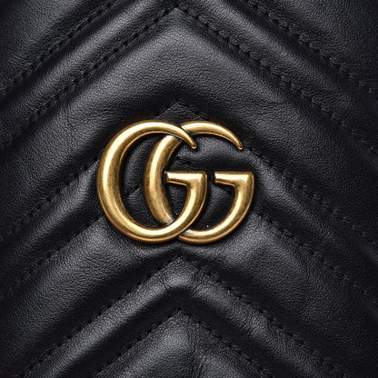 Gucci Calfskin Matelasse Mini GG Marmont 2.0 Bucket Bag Black 7 of 12