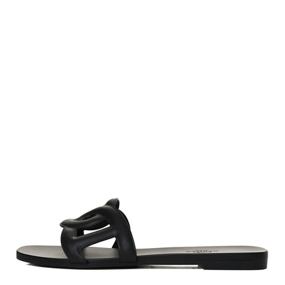 Hermes Rubber Aloha Sandals 37 Black 1 of 11