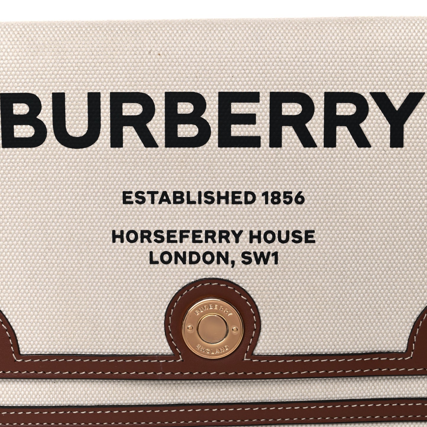 Canvas Horseferry Print Note Crossbody Bag Natural Tan