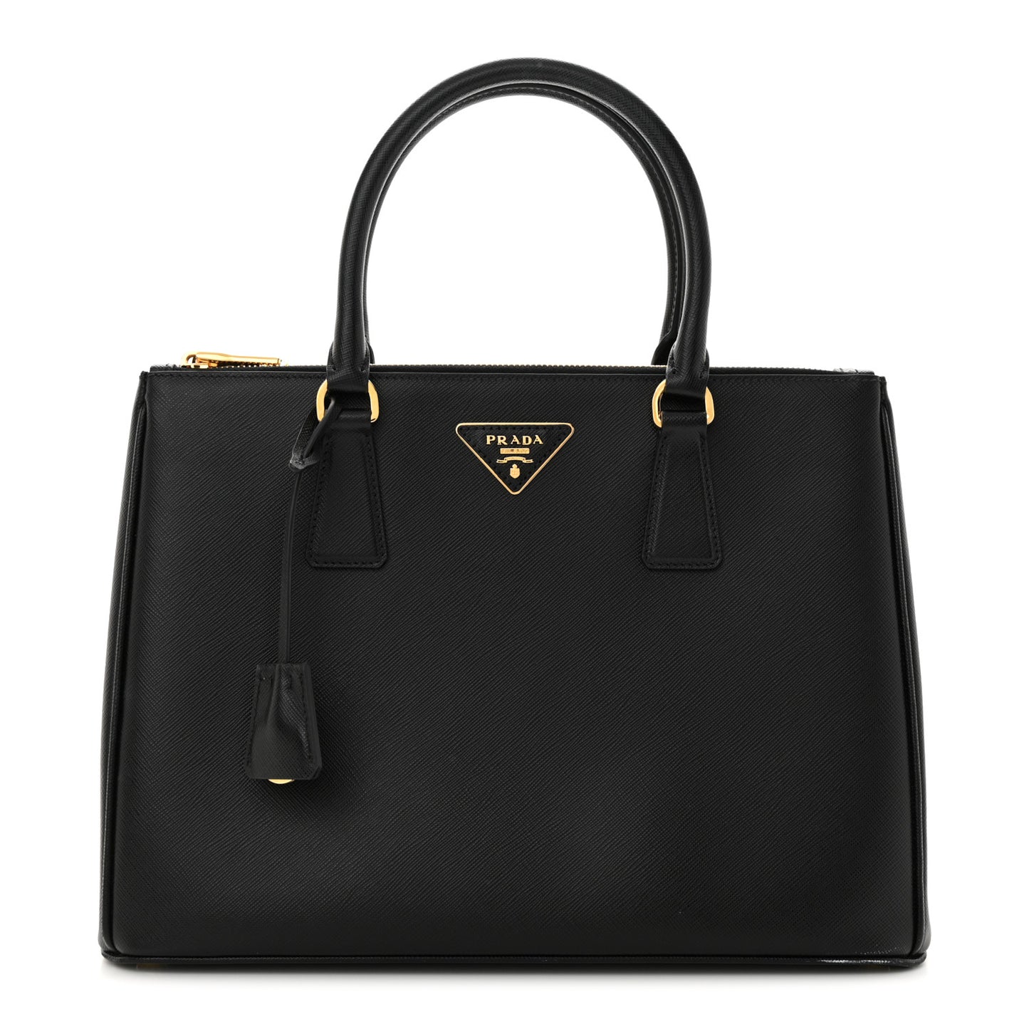 Saffiano Lux Large Galleria Double Zip Tote Black