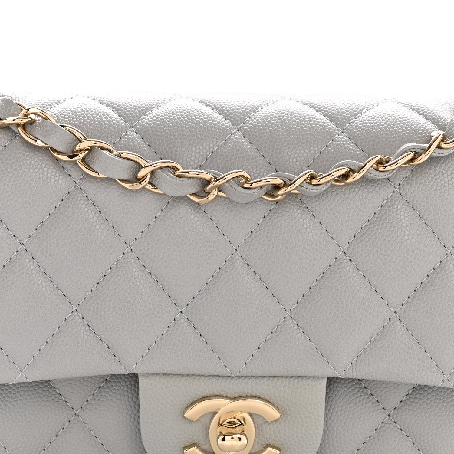 Chanel Caviar Quilted Small Double Flap Grey 8 of 10