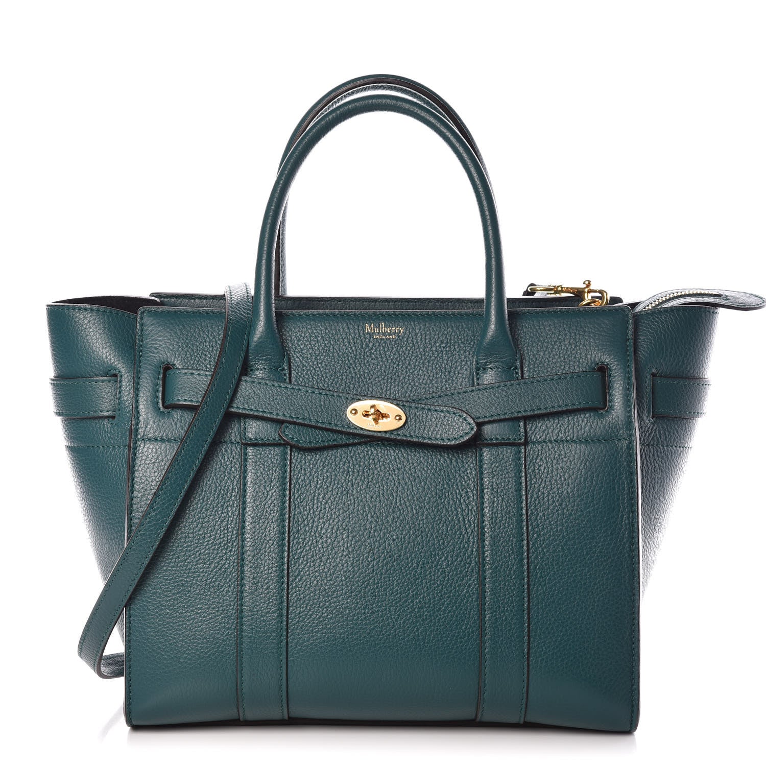 Mulberry Classic Grain Small Bayswater Zip Tote Ocean Green 1 of 9
