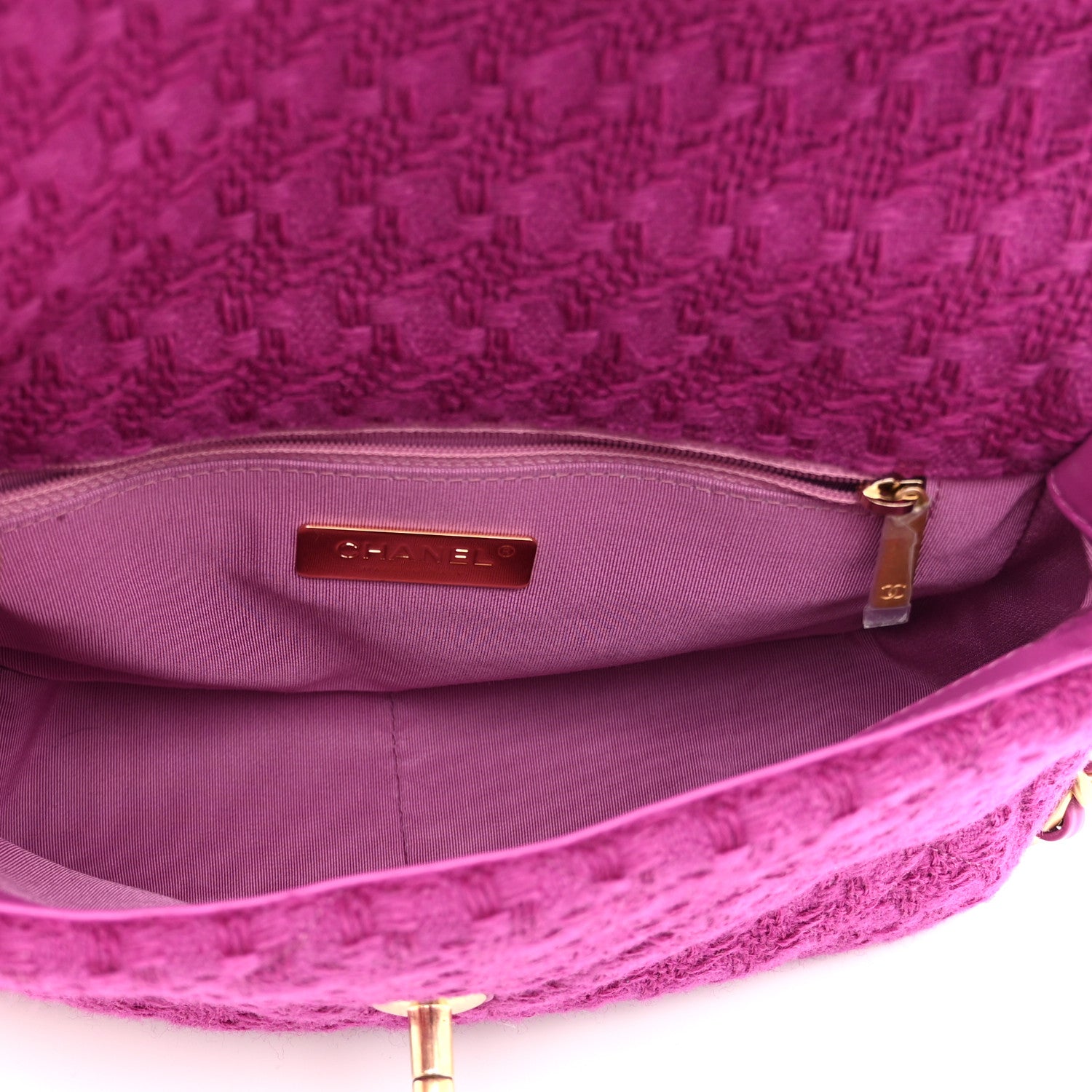 Chanel Tweed Quilted Medium Chanel 19 Flap Magenta 5 of 10