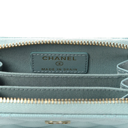 Chanel Caviar Quilted Zip Coin Purse Light Blue 7 of 10