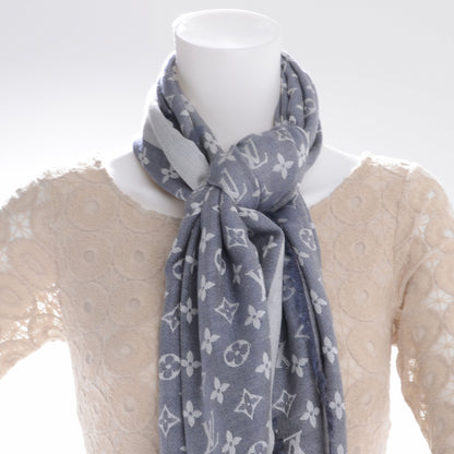 Louis Vuitton Wool Silk Monogram Denim Shawl 9 of 10