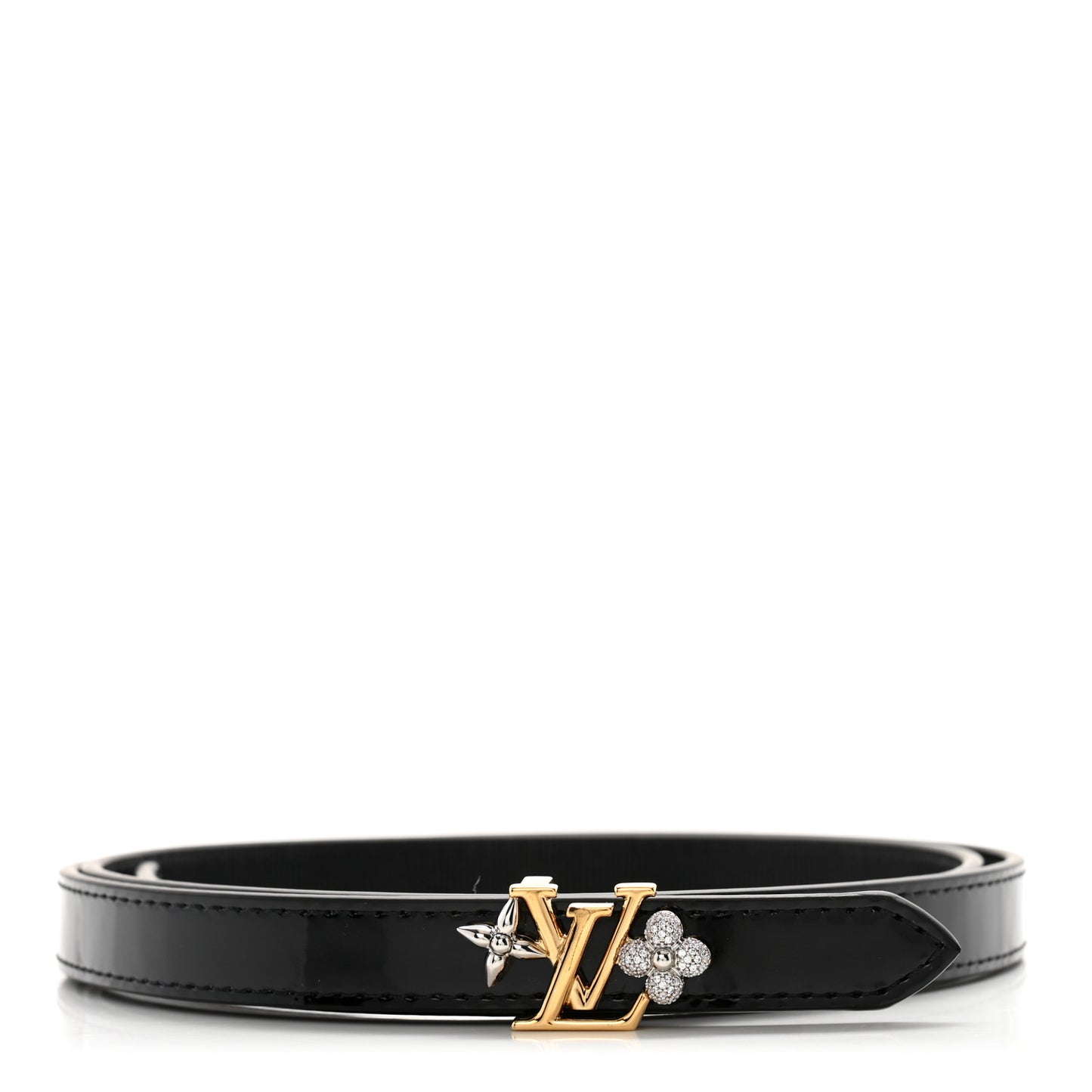 Patent Grosgrain Crystal 15mm LV Gram Belt 90 36 Black