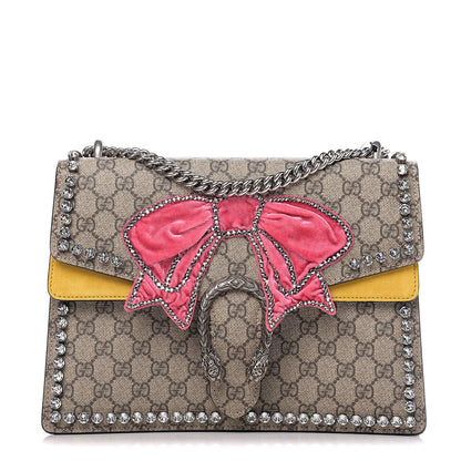 Gucci GG Supreme Monogram Crystal Bow Embroidered Medium Dionysus Shoulder Bag Yellow 1 of 10