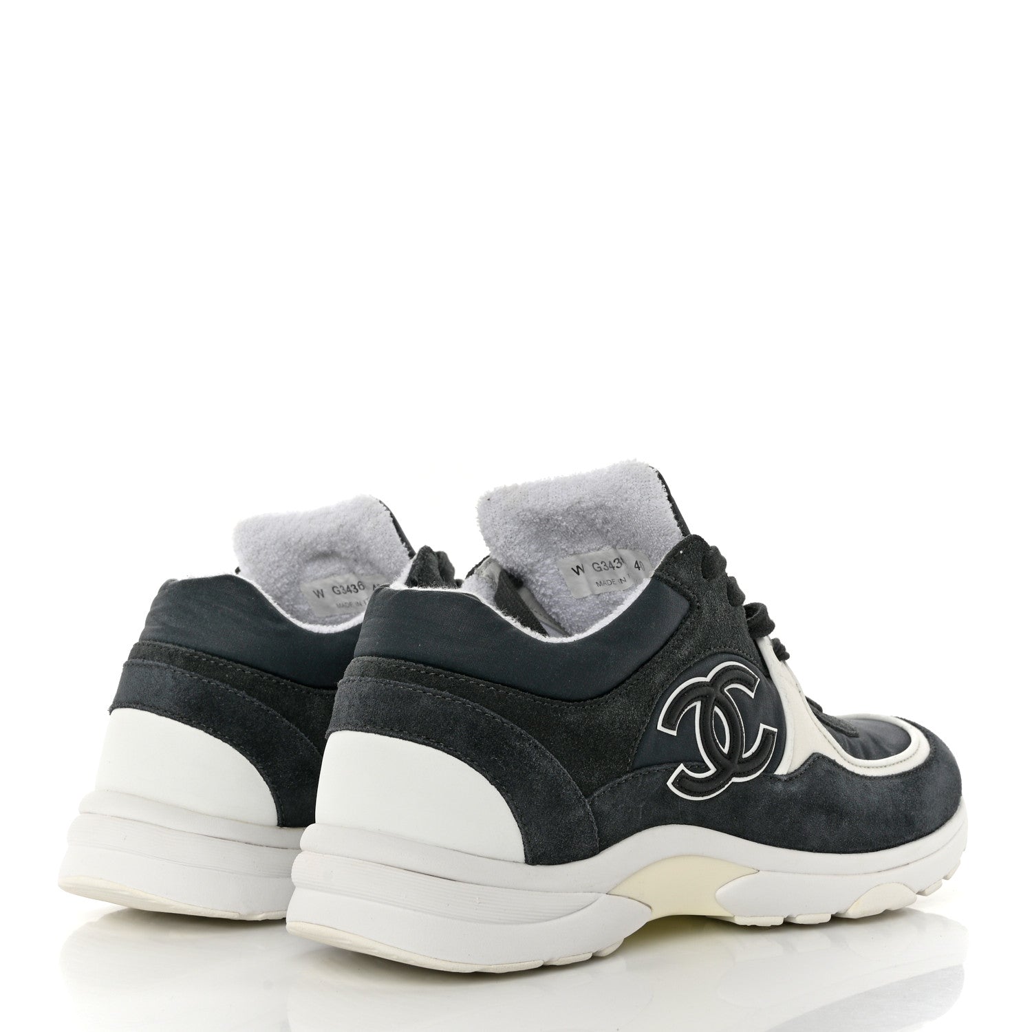 Chanel Fabric Calfskin Suede CC Womens Sneakers 40 Blue 4 of 9