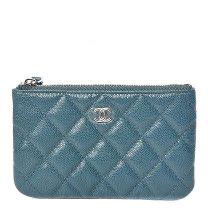 Chanel Caviar Quilted Small Cosmetic Case Dark Turquoise 1 of 8