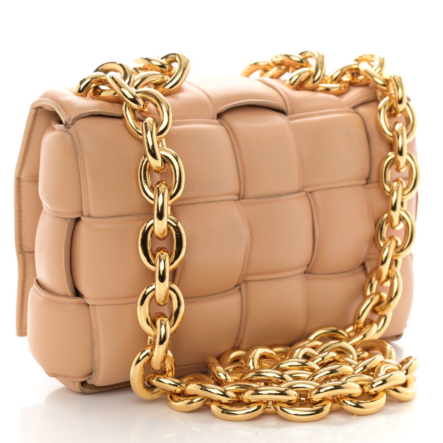Bottega Veneta Lambskin Maxi Intreccio Padded Chain Cassette Crossbody Bag Almond 3 of 15