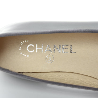 Chanel Patent Calfskin CC Cap Toe Ballerina Flats 35.5 Dark Grey 10 of 14