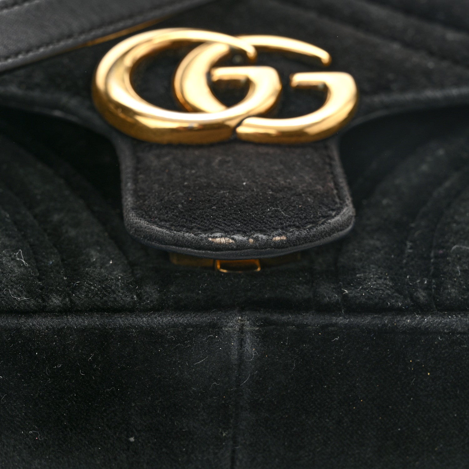 Gucci Velvet Matelasse Mini GG Marmont Shoulder Bag Black 11 of 13