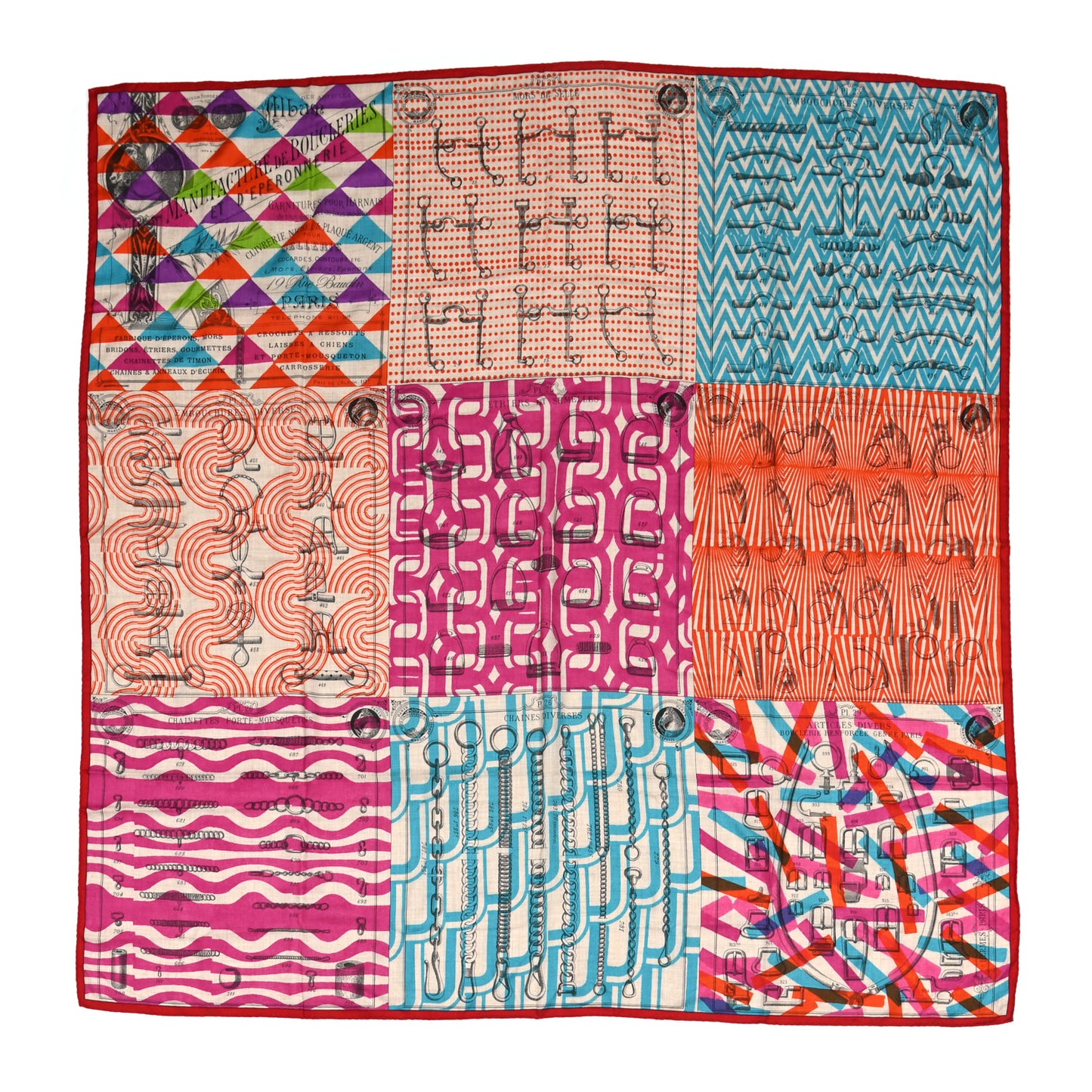Cashmere Silk Manufacture de Boucleries Shawl 140 Fuchsia Turquoise Orange