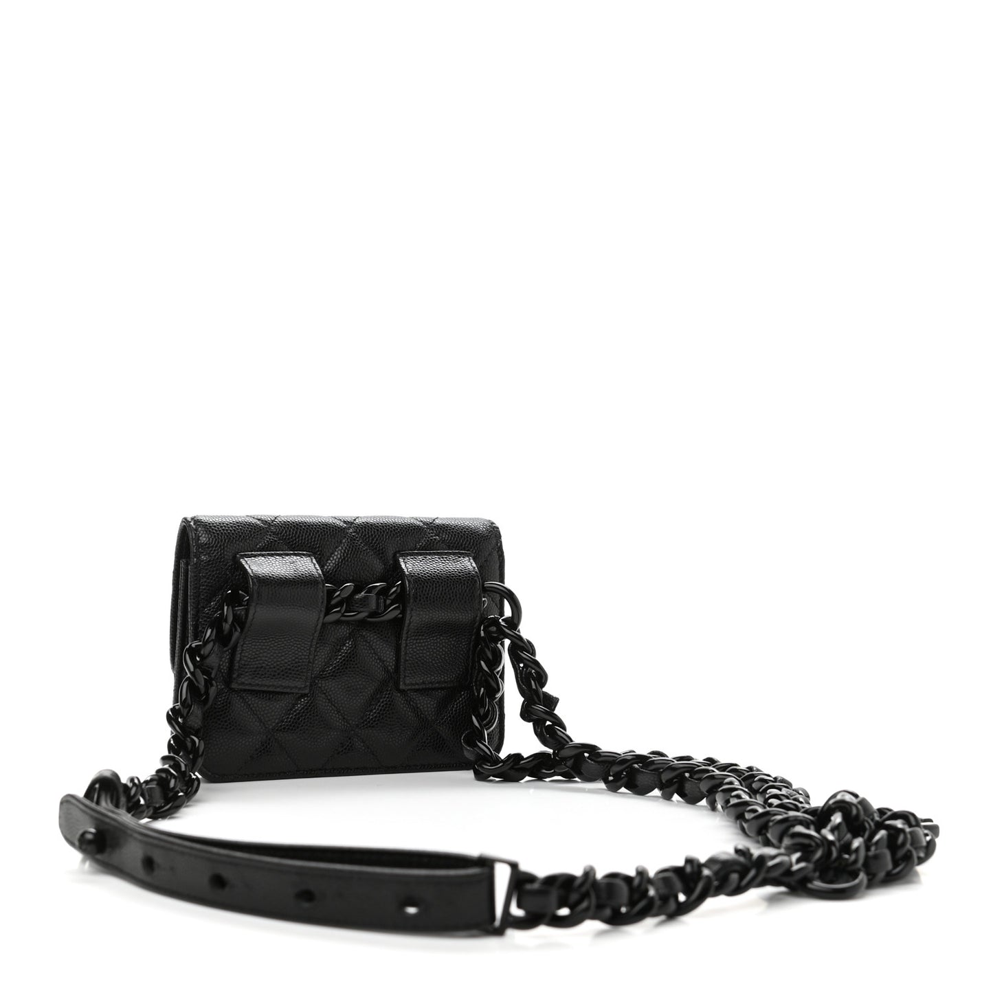 Caviar Quilted Incognito Belt Flap Card Holder Black