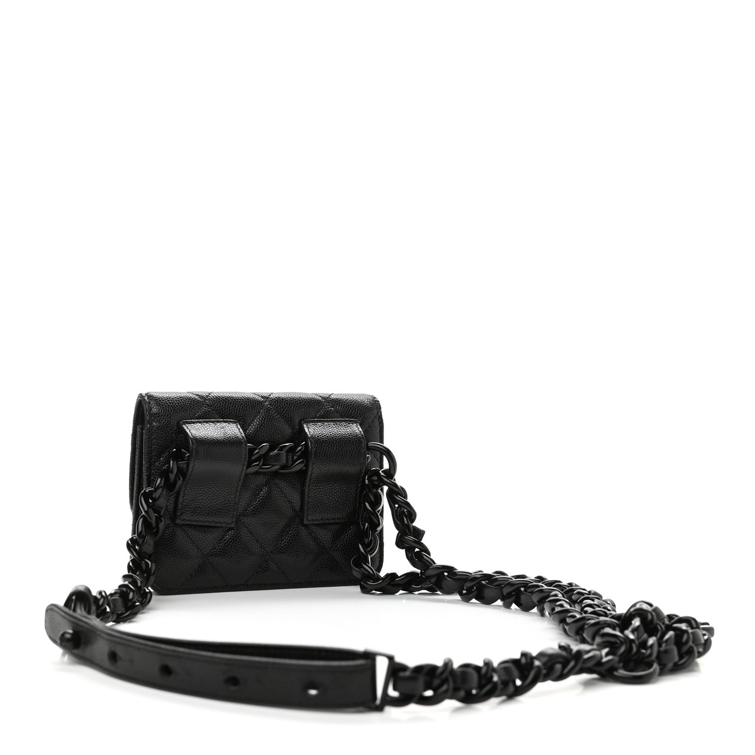 Chanel Caviar Quilted Incognito Belt Flap Card Holder Black 3 of 12
