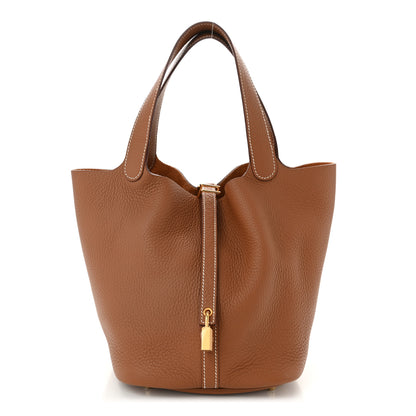 Hermes Taurillon Clemence Picotin Lock 22 MM Gold 1 of 11