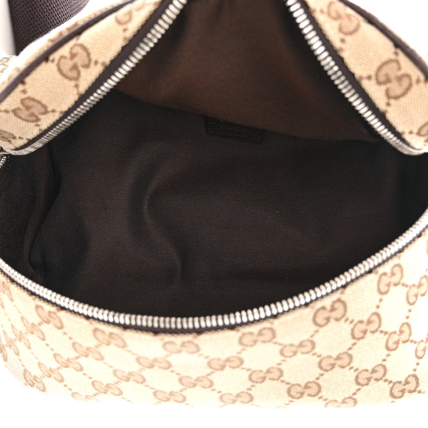 Gucci Monogram Dollar Calfskin Waist Pouch Beige Ebony Testa di Moro Marrone Scuro 5 of 10