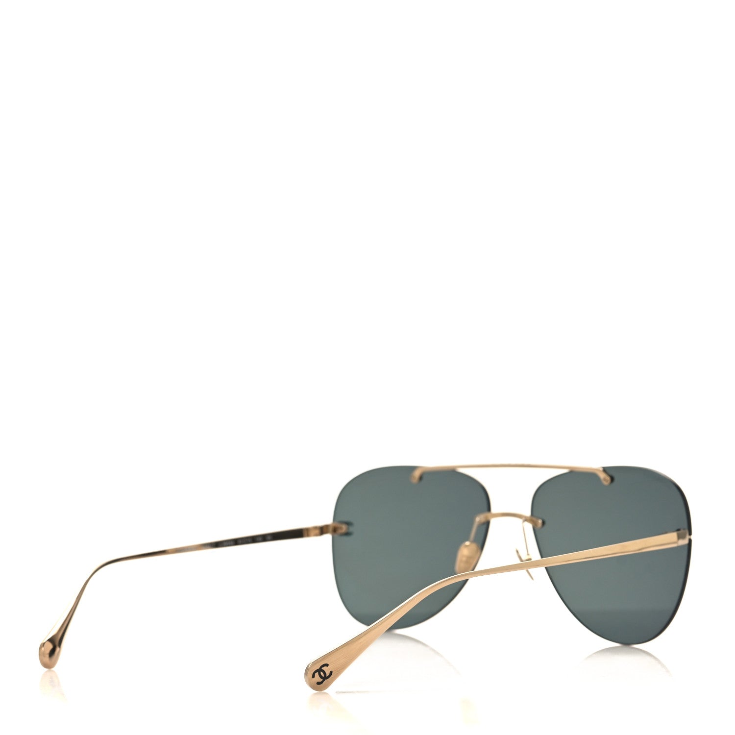 Chanel Titanium CC Pilot Aviator Sunglasses 4285-T Black Gold 4 of 7