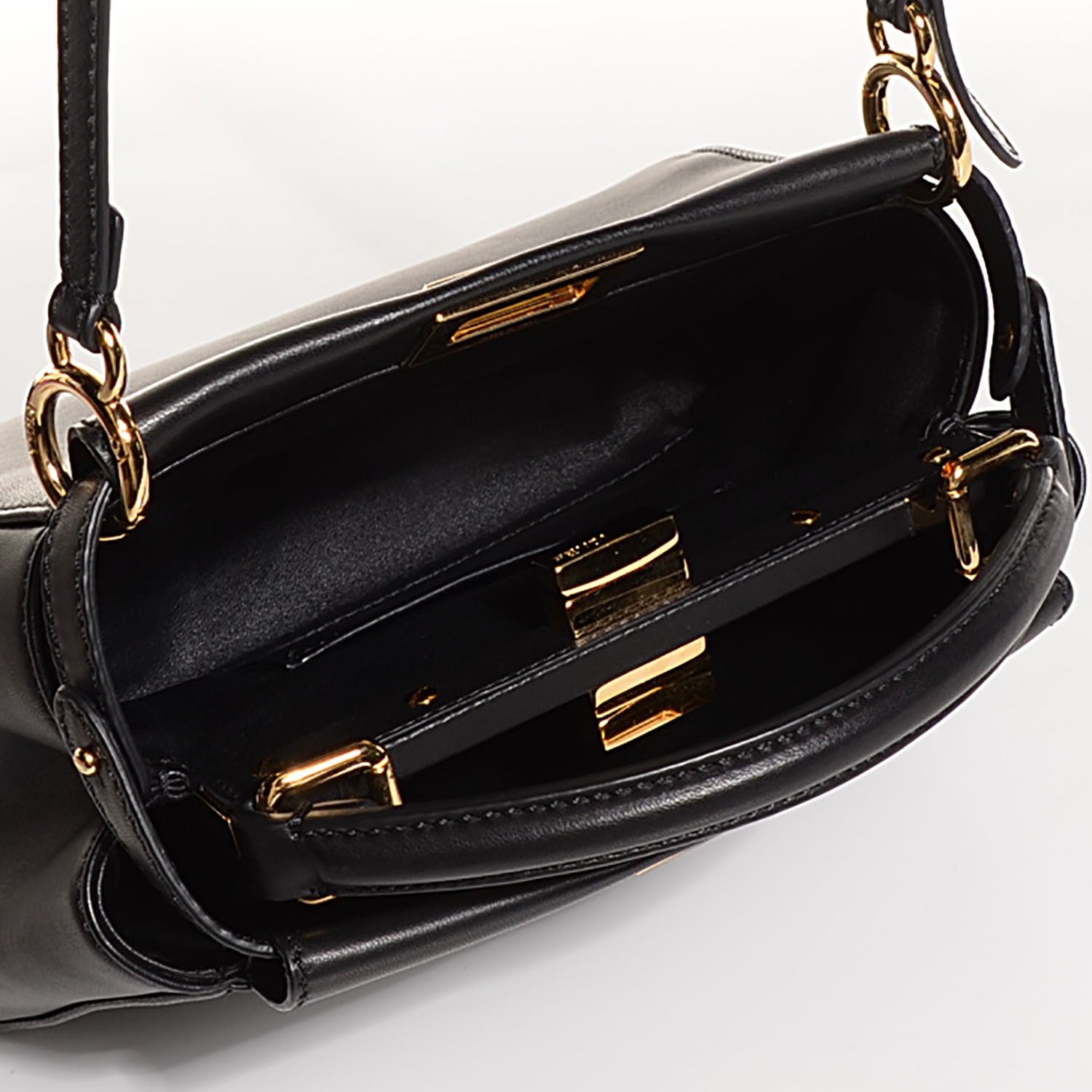 Fendi Nappa Mini Peekaboo Iconic Satchel Black 5 of 11