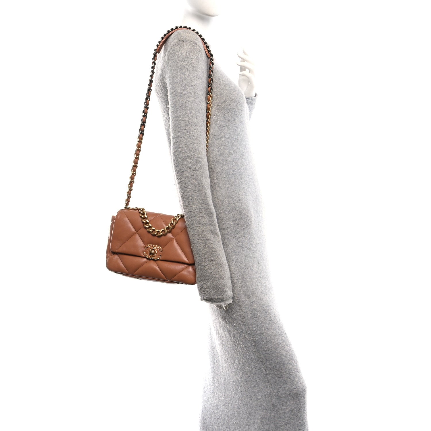 Chanel Lambskin Quilted Medium Chanel 19 Flap Brown 2 of 10